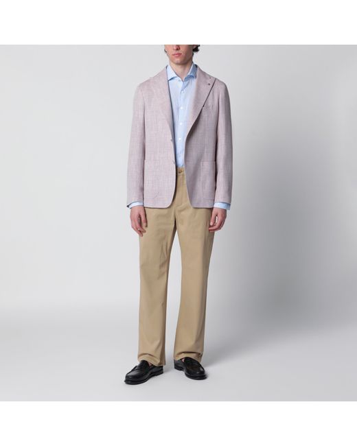 Tagliatore Purple Single-Breasted Herringbone Jacket Lilac for men