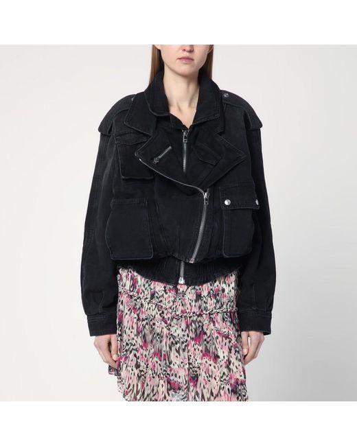 Giacca aneli nera slavata in denim di Isabel Marant in Black