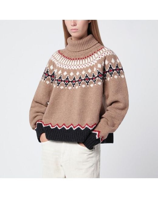 Alanui Brown Beiger Rollkragenpullover Mit Fair-Isle-Muster