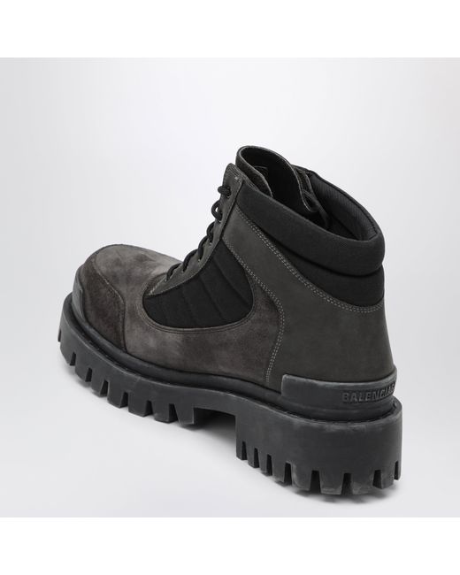Balenciaga Black Combat Strike Low Lace-Up Suede Boots for men