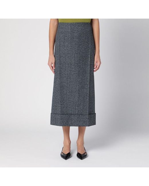 Gonna midi in moulinè di Prada in Blue