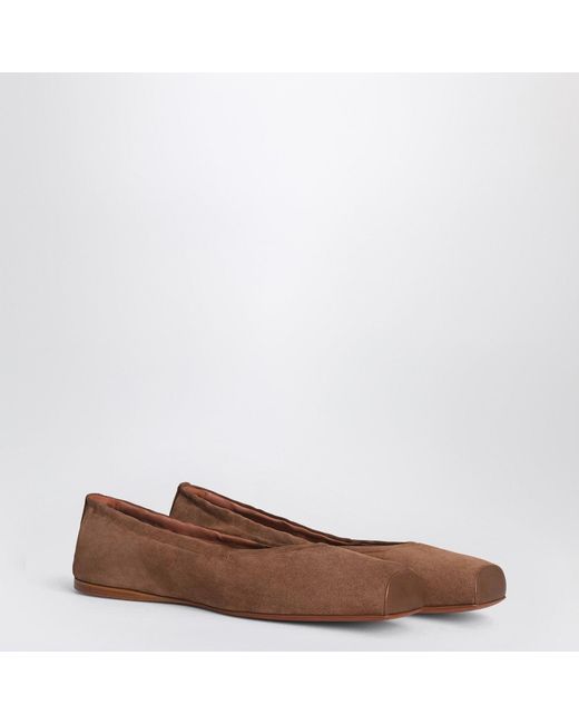 Alaïa Brown Two-Tone Ballerina With Square Toe