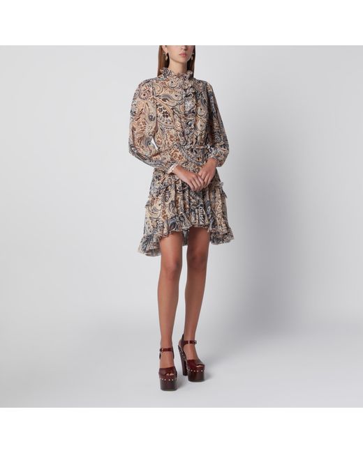 Etro Multicolor Ruffle Dress With Multicolour Print