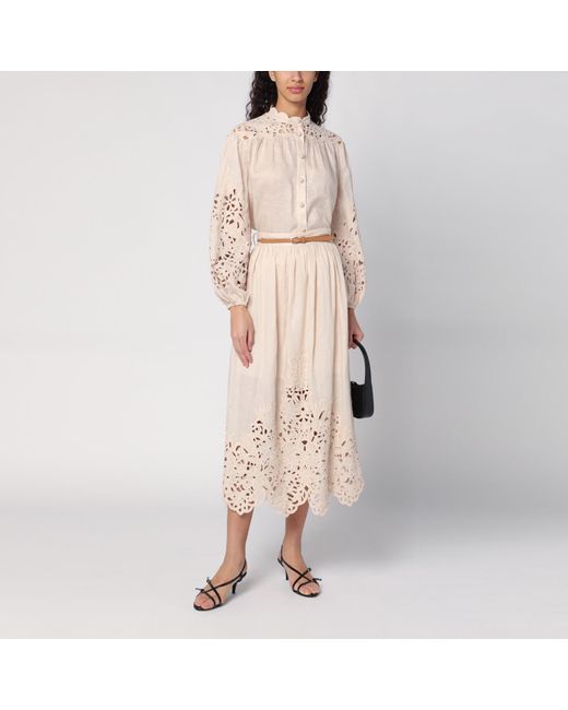 Zimmermann Natural Wylie Cream Colored Midi Skirt