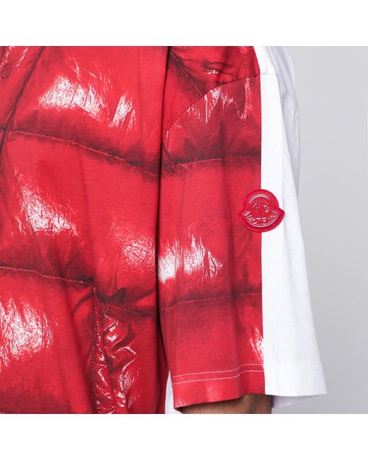 Moncler x A$AP ROCKY Red Cotton T-Shirt With Digital Print for men