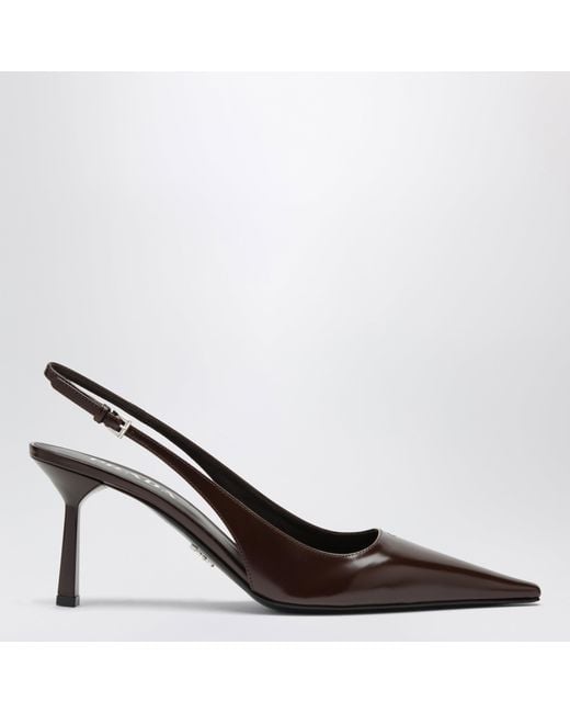 Prada Black Burnt Leather Slingback Pumps