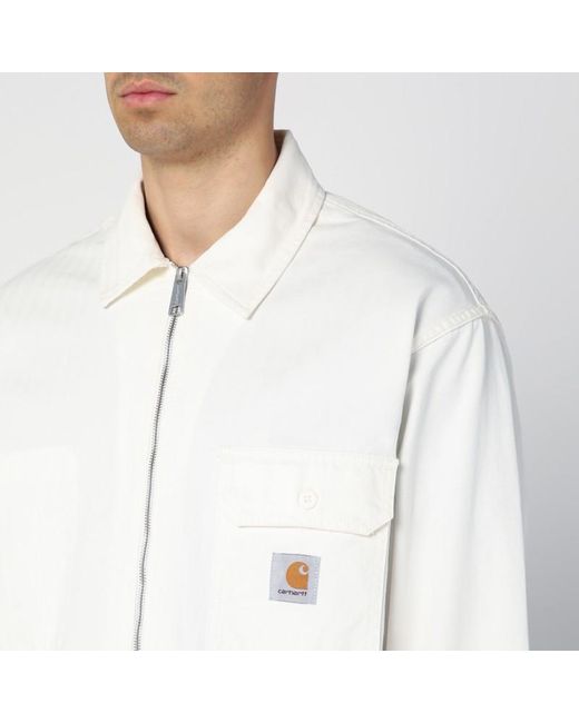 Rainer shirt jacket bianca in cotone di Carhartt in White da Uomo