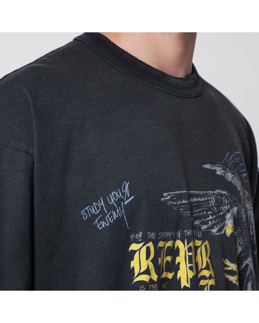 Represent Black Faded T-Shirt With Eagle Logo Print for men