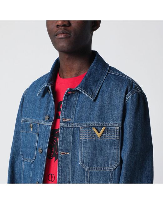 Valentino Blue Denim Jacket With Vgold Detail for men