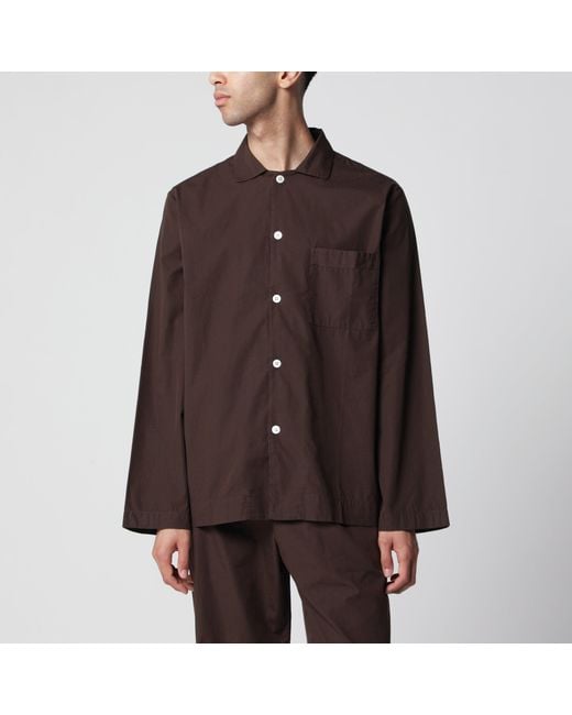 Tekla Brown Cotton Pajama Shirt for men