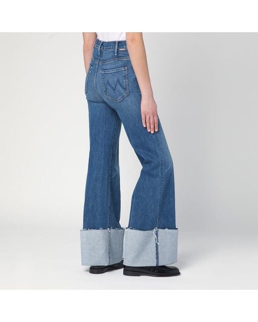 Mother Blue Jeans The Hustler Roller Heel Cuff Fray