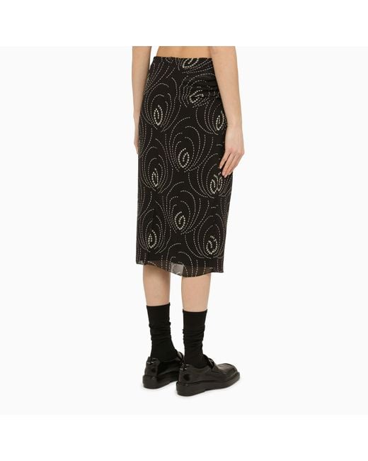 Prada Black Printed Skirt In Georgette