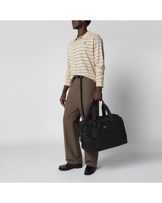 Prada Black Re-Nylon And Saffiano Travel Bag for men