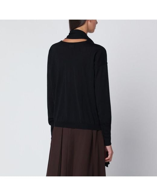 Roberto Collina Black Sweater With Scarf