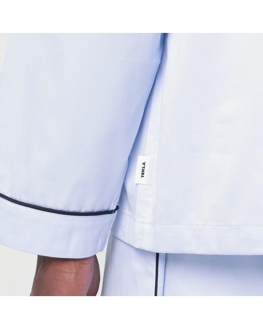 Tekla White Light Blue Pyjama Shirt for men