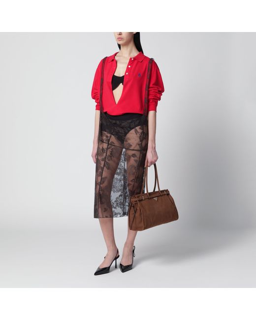 Prada Brown Bonnie Large Suede Bag