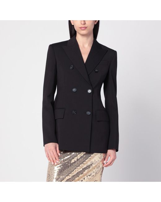 Sportmax Black Double-Breasted Wool Jacket