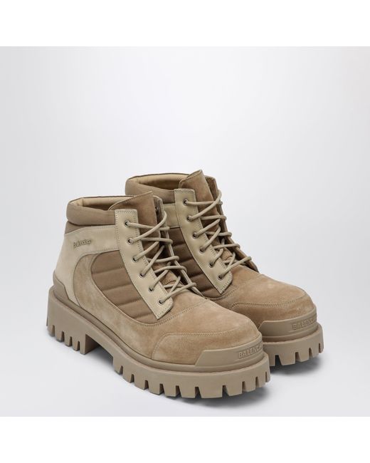 Balenciaga Brown Sand-Colored Nubuck Combat Strike Boots for men
