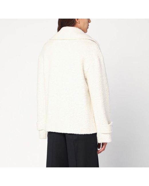 Tagliatore White Short Alpaca-Blend Coat