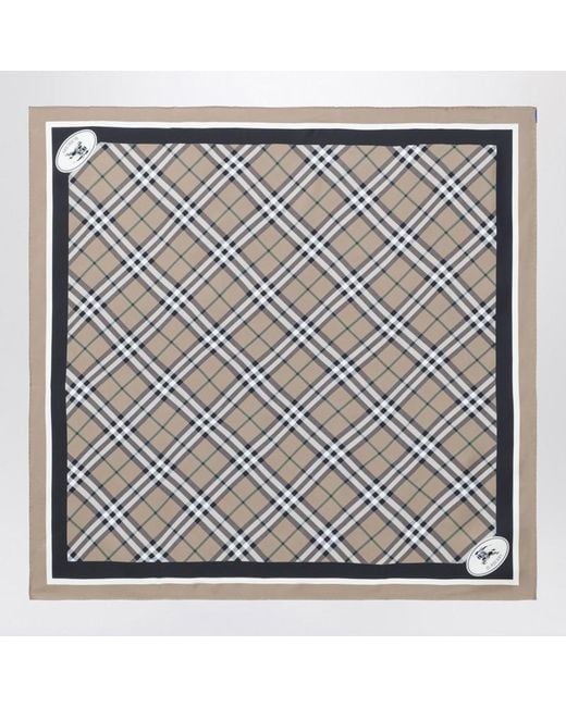 Foulard in seta check chiaro di Burberry in Metallic