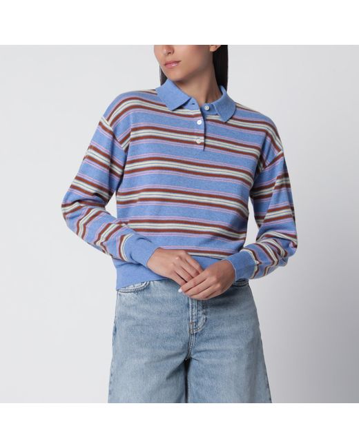 Guest In Residence Blue Collegiate Stripe Polo Sweater Delft