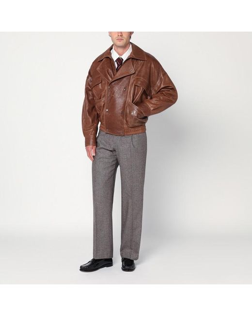 PT Torino Gray Light Wool Pants With Pleats for men