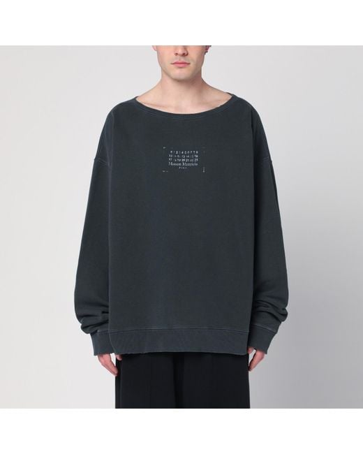 Maison Margiela Faded Black Sweatshirt With Printed Logo for men