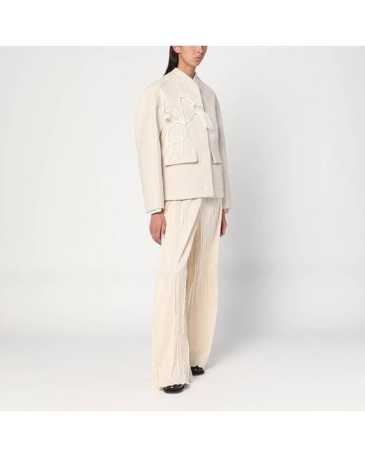 MKDT STUDIO Natural Pinola Atelier Pleated Fabric Ivory Trousers