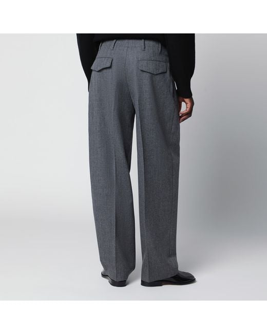 AMI Gray Tailored Wool Trousers for men