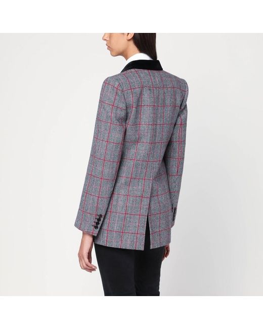 Giacca doppiopetto bianca/nera a quadri in lana di Chloé in Gray
