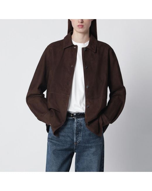 Totême  Black Leather Shirt Jacket