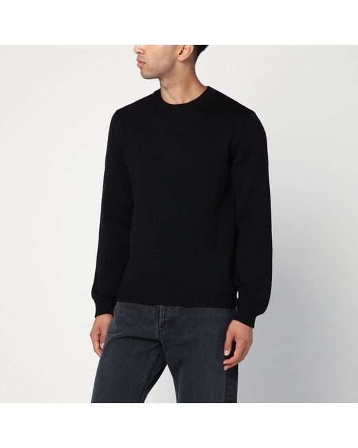 Roberto Collina Black Crew Neck Wool Sweater