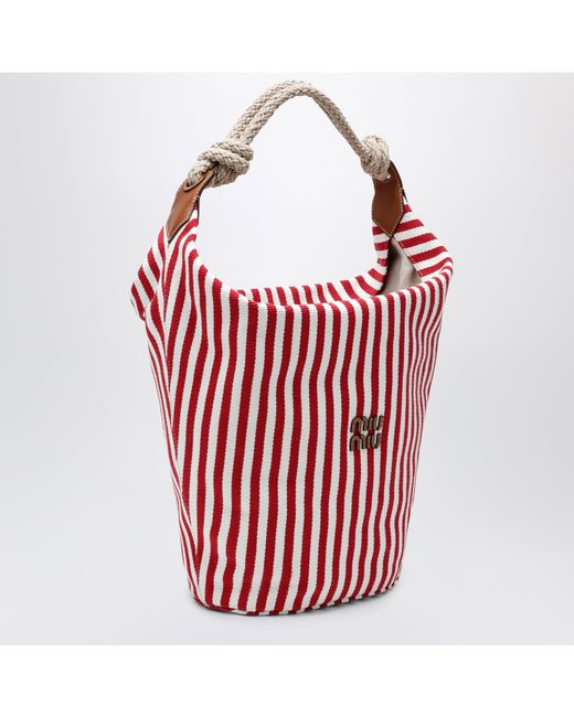 Miu Miu Red Striped Canvas Bag