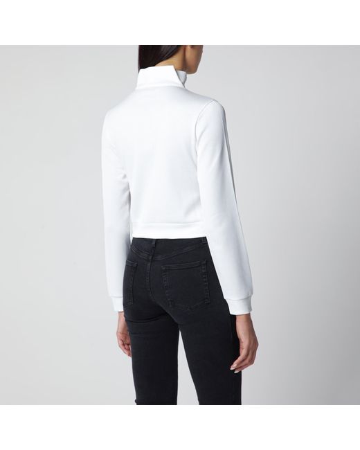 Gucci White Ribbed Cotton Jersey Zip Hoodie With Web