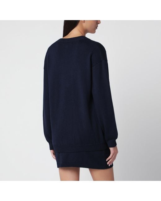 Alessandra Rich Blue Merino Wool Knit Cardigan