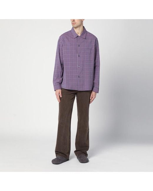 Camicia motivo check in cotone di Our Legacy in Purple da Uomo