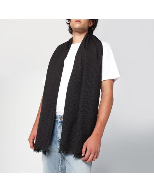 Destin Black Check Wool Scarf for men