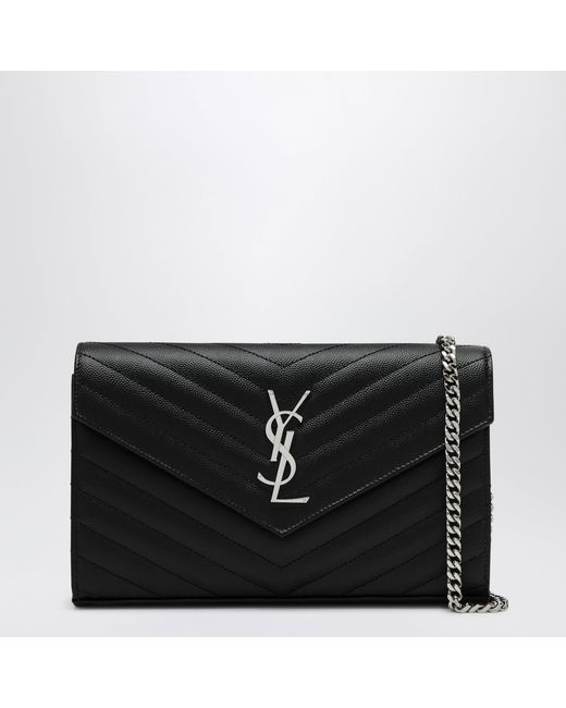 Saint Laurent Black Clutch With Chain Cassandre