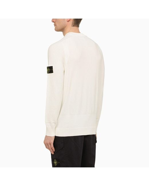 Stone Island White Crew-neck Sweater With Logo for men