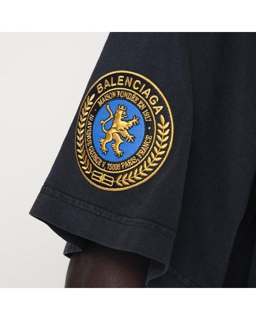 T-shirt uniform merch in pile dry nera slavata di Balenciaga in Blue da Uomo