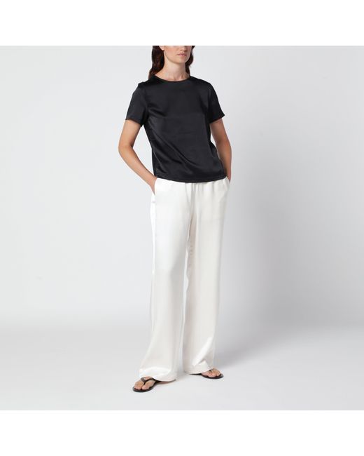 Weekend by Maxmara Black Satin Crew Neck T-Shirt