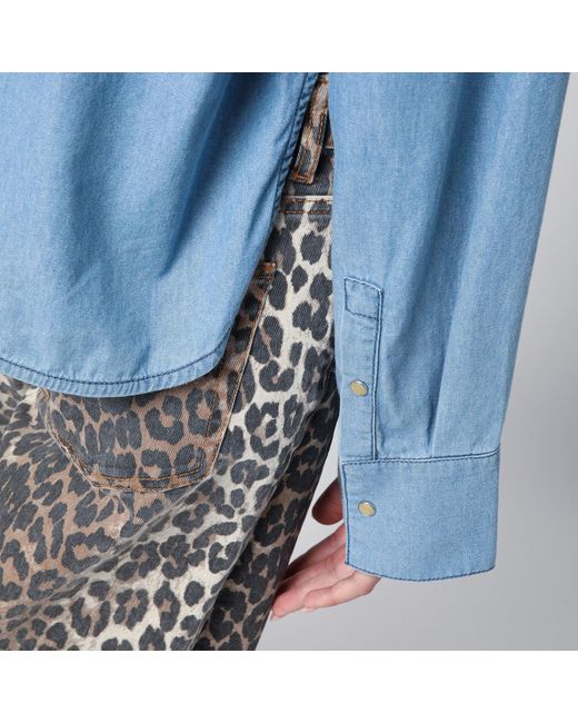 Halfboy Blue Long-Sleeve Denim Shirt With Asymmetric Hem
