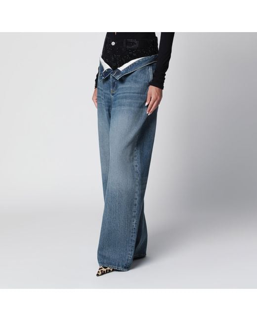 The Attico Blue And Wide-Leg Jeans With Double Waistband