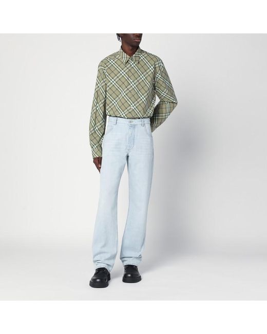Burberry Green Saxon Check-patterned Shirt for men