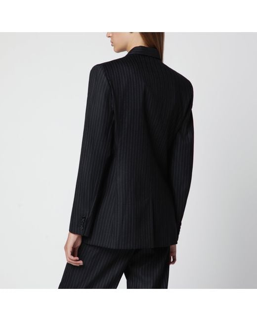 Isabel Marant Black Double-Breasted Pinstripe Jacket