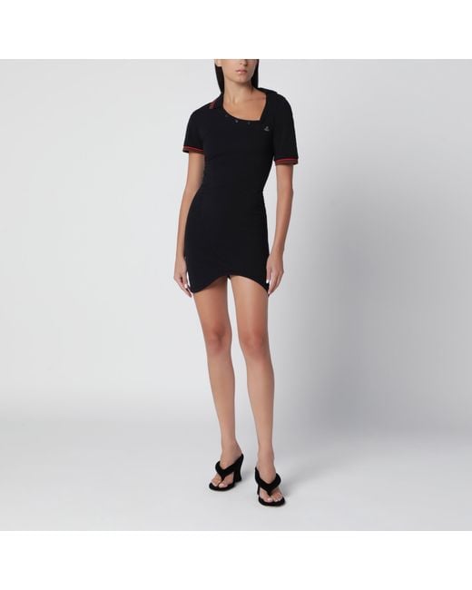 Vivienne Westwood Black Glory Cotton Piqué Polo Dress