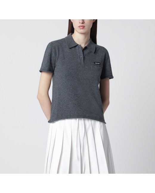 Miu Miu Blue Slate Cashmere Polo Shirt