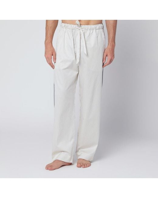 Tekla White And Striped Pyjama Trousers for men