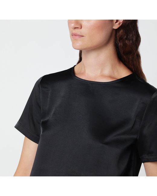 Weekend by Maxmara Black Satin Crew Neck T-Shirt
