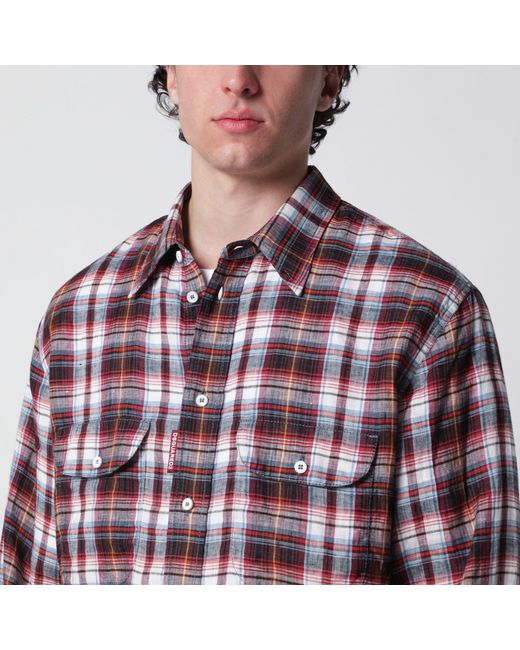 DSquared² Red Long-Sleeve Plaid Shirt for men